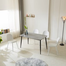 노아가구 체르 1400 세라믹 식탁 4인용 + 의자 4p 세트 방문설치, 그레이(식탁), 화이트(의자), 일반의자 4