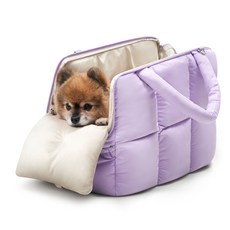 Neo FIT. 狗狗柔軟雲朵包 可登機外出提籠 + 內墊組合, 薰衣草紫 + 米色, 1個
