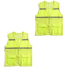 時尚共感 簡約網眼反光工作背心 螢光黃, 2件
