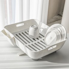 Saenghwalgongsik 寬版排水碗盤瀝水架, 白色, 1層