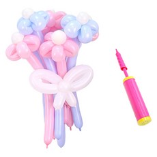 파티쇼 DIY 꽃풍선 꽃다발 만들기 + 손펌프 세트, 마카롱핑크블루, 1세트