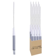 minono 米諾諾 BR-35 輕巧3合1瓶蓋刷組 23.5 x 1.1cm, 灰色 + 白色, 12組