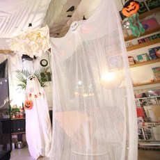 萬聖節大型牆壁裝飾布裝飾 黑色骷髏 3m, 白色, 1個