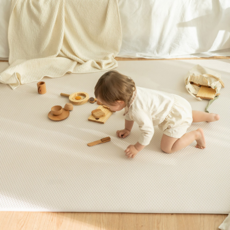 데코뷰 베이지 솔리드 양면쿠션 유아 놀이방 거실매트, 연베이지 + 화이트