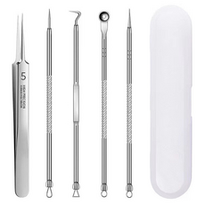 睫毛鑷子 + 皮脂黑頭粉刺去除套組 一字型, 單一顏色, 1套