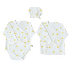 BABY&I 四季 新生兒連身衣 + 新生兒上衣 + 手套 禮盒組, 1組, 阿里 黃色
