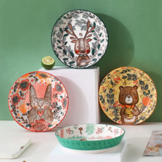 GOODLIVING 可愛北歐角色碗盤組, 海軍藍 + 綠色 + 橘色 + 紅色, 1套