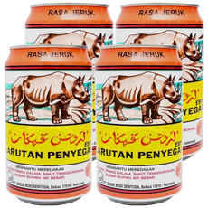 LARUTAN CAP KAKI TIGA Jeruk Larutan Penyegar 橘子清涼水, 320ml, 4罐