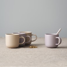 보울보울 국산 레트로라인 머그 320ml, 라벤더바이올렛 + 카라멜베이지, 4개