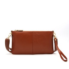 Lulubag牛皮旅行斜背包 + 配件, 棕色 + 隨機出貨