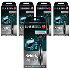Schick 舒適牌 創4紀鈦型男刮鬍刀架 4刀片 鈦金屬塗層 含潤滑條, 5支, 1盒