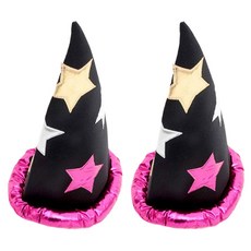 角色扮演用星星圖案巫師帽, 2個, 亮粉色