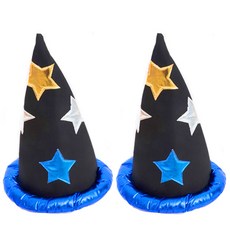 角色扮演用星星圖案巫師帽, 2個, 藍色