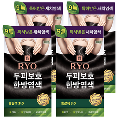 려 자양윤모 새치커버 두피보호 한방 염색제, 3.0 흑갈색, 4개