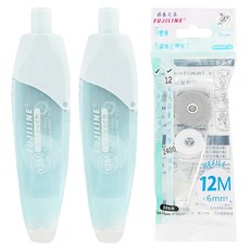 TEMPO 節奏牌 FUJILINE 12M大容量修正帶 2 + 1 替芯組合包 2入, 綠色, 1組
