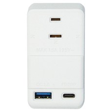 POLYWELL 寶利威爾 USB+Type-C 20W快充電源1轉3壁插, 白色, 1個
