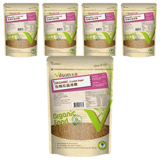 Vilson 米森有機 有機紅晶紅冰糖, 有機級, 無添加防腐劑、人工香料及色素, 有機栽培甘蔗, 天然香醇原味, 無二氧化硫漂白, 450g, 5包