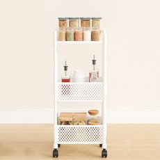 Gorumi 廚房縫隙多用途3層收納櫃, 白色