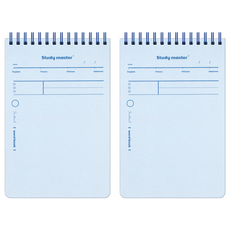 MUNID 線圈粉彩頂部裝訂單字記憶本, 2個, 藍色