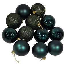 亮霧粉球 聖誕造型球 12入, 6cm, 墨綠色, 1組