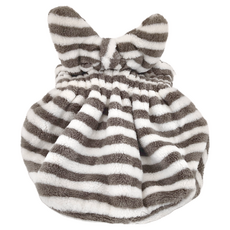 蝶結少女珊瑚絨鬆緊乾髮帽, 聚酯纖維80% 彈性纖維20%, 灰色, 1個