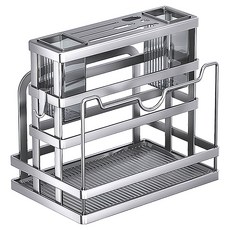 JAR嚴選 免釘廚房多功能筷子刀具收納瀝水架 附砧板蓋子架, 灰色, 1個
