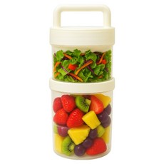 빅벅 샐러드 런치 2단 밀폐용기 360ml + 560ml 세트, 화이트, 1세트
