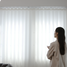 nuguna 棉花糖抗菌四季通用形狀記憶美型褶皺窗簾組, 奶油白