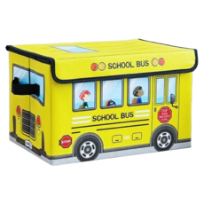 卡通車頭玩具收納箱 校車, 黃色, 1個