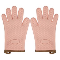 솔브리빙 두꺼운 실리콘 오븐장갑 양손착용 세트, 핑크, 1세트