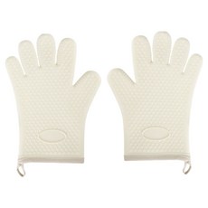 솔브리빙 두꺼운 실리콘 오븐장갑 양손착용 세트, 베이지, 1세트