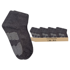 LIGHT&DARK 兒童款 1/2止滑襪 12雙 厚底氣墊襪 台灣製, 黑色, 17~21cm