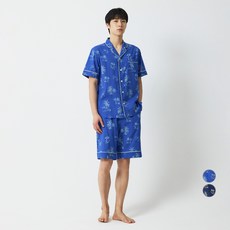 JAJU 男士透氣60支棉熱帶風五分棉質睡衣套裝