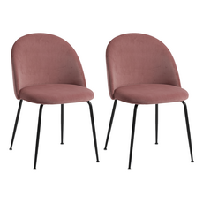MH家居 天鵝絨布餐椅, 2個, 粉紅色