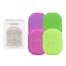 람스홈 셀룰로오스 그물망사 무흠집 수세미 퍼플 2개 그린 2개, 4개입, 1세트