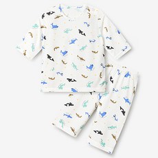 unifriend 兒童藍色海洋涼感七分袖家居服上下套裝