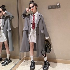 ORANGEDAMOM 女童寬鬆長版學院風大衣