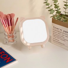 貓耳造型立式桌鏡, 粉色的