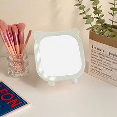 貓耳造型立式桌鏡, 白色的