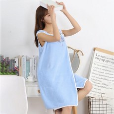 蝴蝶結吊帶連身裙式浴巾 S號, 藍色蝴蝶, 1個