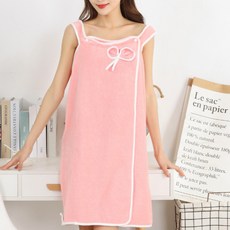 蝴蝶結吊帶連身裙式浴巾 S號, 粉紅色的蝴蝶, 1個