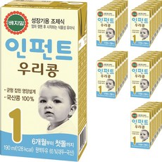 베지밀 인펀트 1단계 유아식 두유, 우리콩, 190ml, 32개