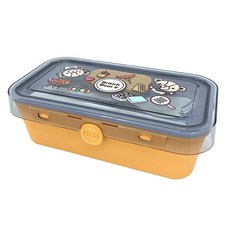 英國熊 按壓日式便當盒 透明色 + 橘色, 英國熊 透明色 + 橘色, 1個