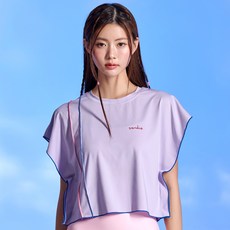벤디스 여성용 스티치 크롭 반팔 래쉬가드 C306