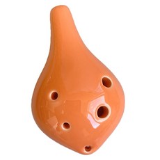 JK 初學者用 6孔中音C調陶瓷陶笛 附掛繩+樂譜 長吹嘴, 橘色, 單一商品, 1個