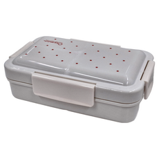 點點抑菌塑膠扣式便當盒 184 x 120 x 57mm 550ml, 白色, 550, 1個