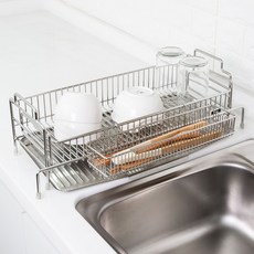 stopia 新 韓國製 全304不鏽鋼 擴展型 碗盤瀝水架 小, 銀色, 1個, 1層