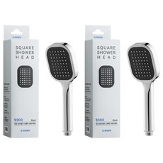 DOOJIN 不易殘留水痕方形手持式蓮蓬頭 S300, 黑色, 2個