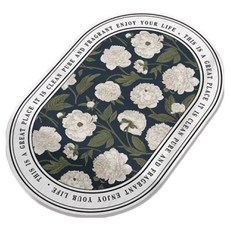 快豹 北歐簡約浴室橢圓吸水地毯 60 x 40cm 藍底白花, 1個