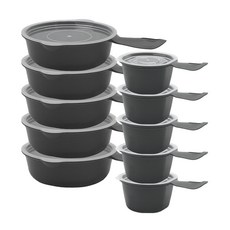 SAENGHWALEN 附手柄白飯保鮮盒 500ml x 5p + 275ml x 5p 套組, 1套, 灰色